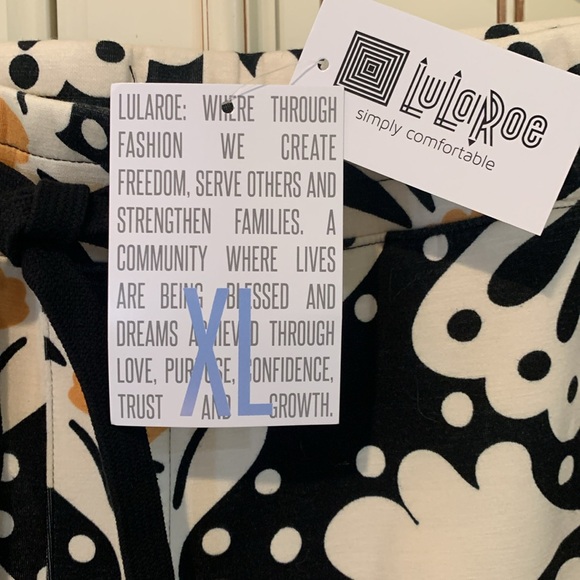 LuLaRoe Black and White Patterned Joggers - Picture 4 of 9